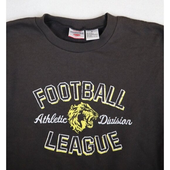 AEROPOSTALE - MEN'S BROWN CREW NECK PULLOVER SWEATSHIRT - FOOTBALL - LION - Picture 3 of 7